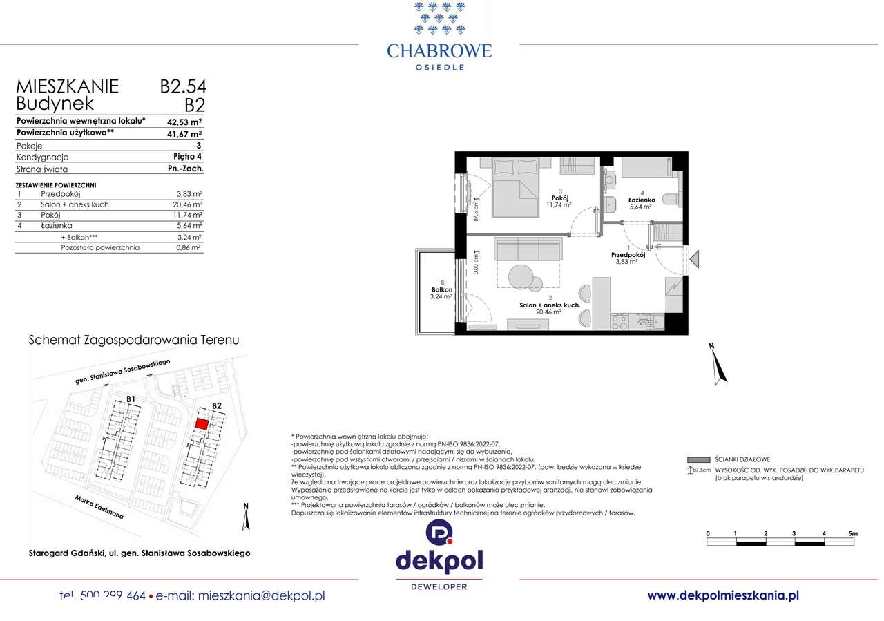 2-pokojowe mieszkanie 41m2 + balkon - Pełny obrazek: 2/7