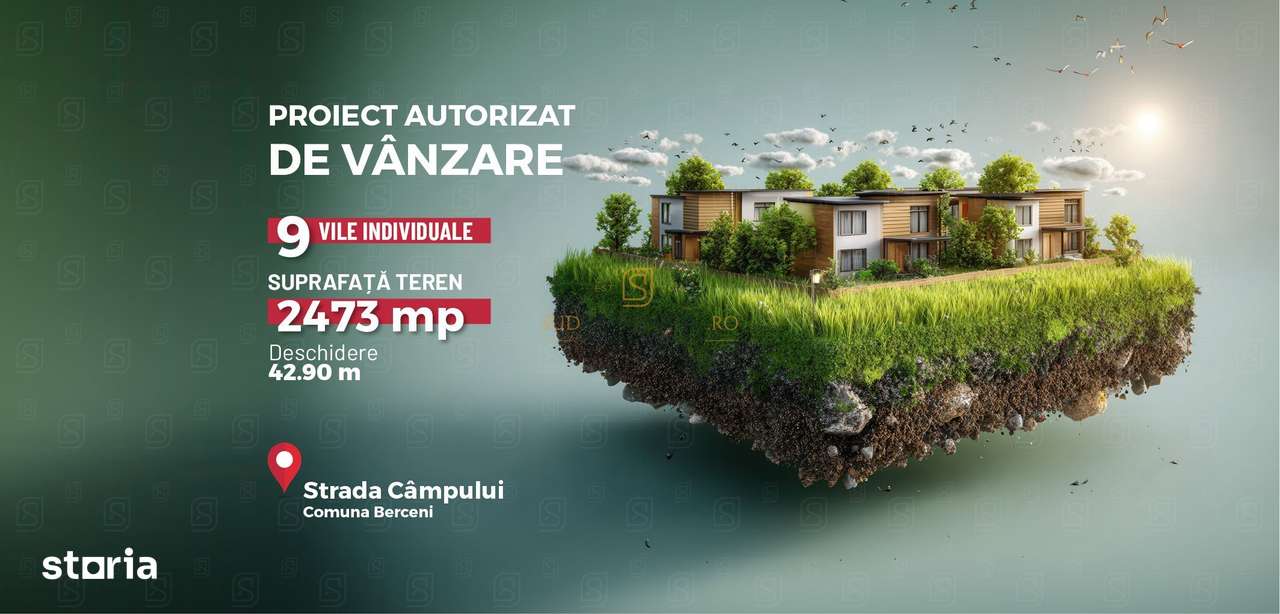 Lot de teren intravilan 2473 mp, proiect si autorizatie pentru 9 vile - Imagine principală: 3/12