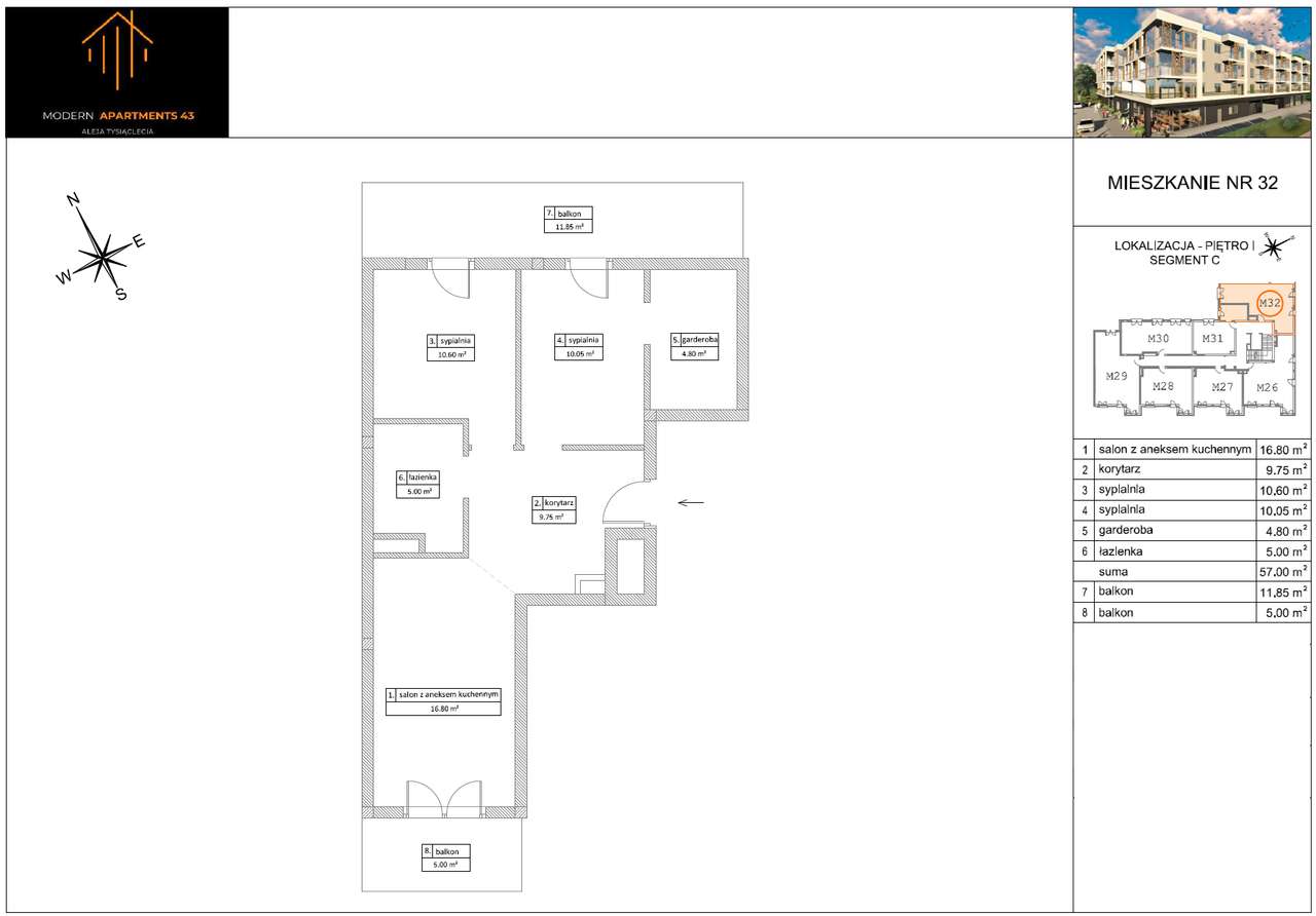 Mieszkanie na sprzedaż, 57 m², 3 pokoje, 1 piętro - Pełny obrazek: 5/16
