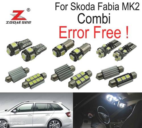 KIT COMPLETO DE 17 LÂMPADAS LED INTERIOR PARA SKODA FABIA 2 MK2 MK II COMBI ESTATE WAGON 2008-2014 - 1