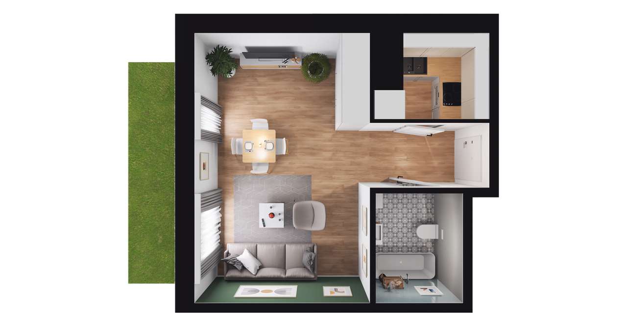 1-pokojowe mieszkanie 33m2 + ogródek Bezpośrednio - Pełny obrazek: 2/8