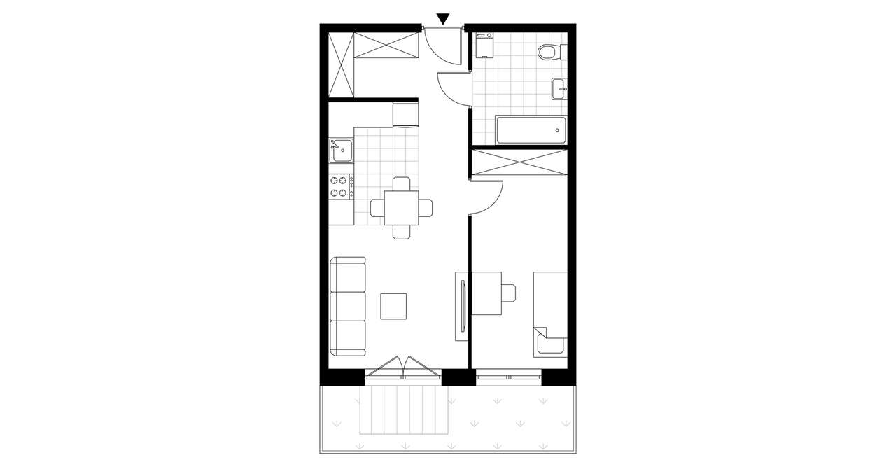 2-pokojowe mieszkanie 42m2 + ogródek - Pełny obrazek: 4/9