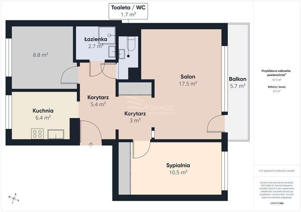Mieszkanie, 57,70 m², Białystok - Pełny obrazek: 5/20