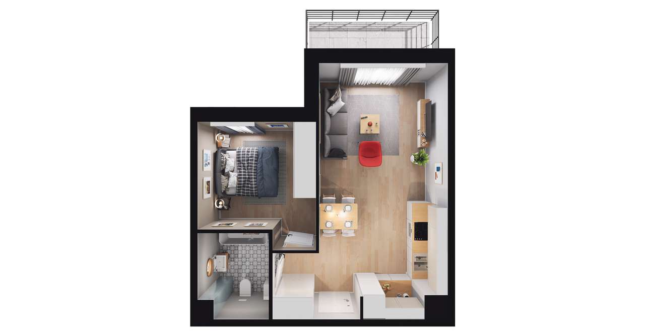 2-pokojowe mieszkanie 40m2 + balkon Bezpośrednio - Pełny obrazek: 2/8