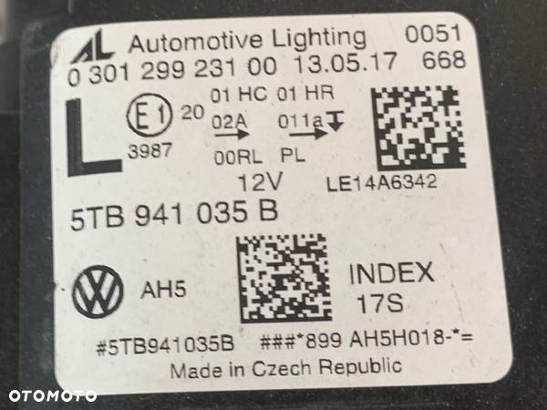 LAMPA PRZÓD PRZEDNIA LEWA VW TOURAN 5TB FULL LED XENON 5TB941035B - 10