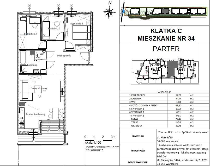 PARTER Z OGRÓDKIEM, nowe, oddane do użytkowania 4 pokoje 75,27m2-6