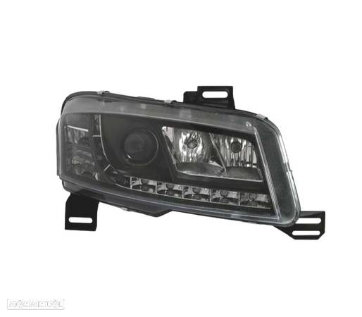 FARÓIS FRONTAIS LED LUZ DIURNA PARA FIAT STILO. FUNDO PRETO - 1