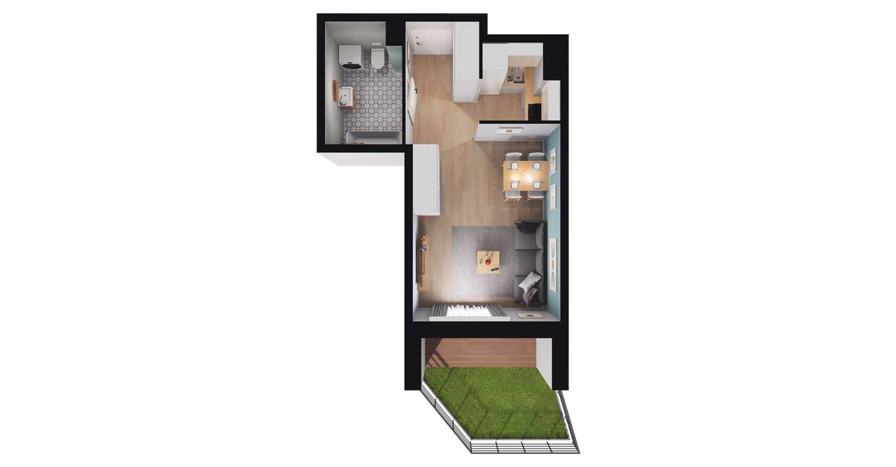 1-pokojowe mieszkanie 29m2 + ogródek Bez Prowizji - Pełny obrazek: 2/8