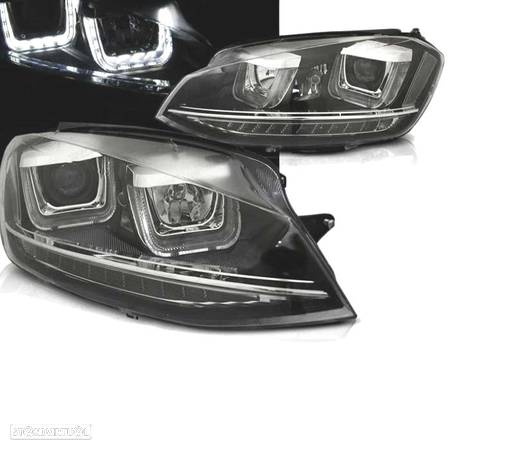 FARÓIS PARA VOLKSWAGEN VW GOLF 7 FULL LED LOOK GTI U-TYPE DRL PRETO INDICADOR LED 12 -17 - 2