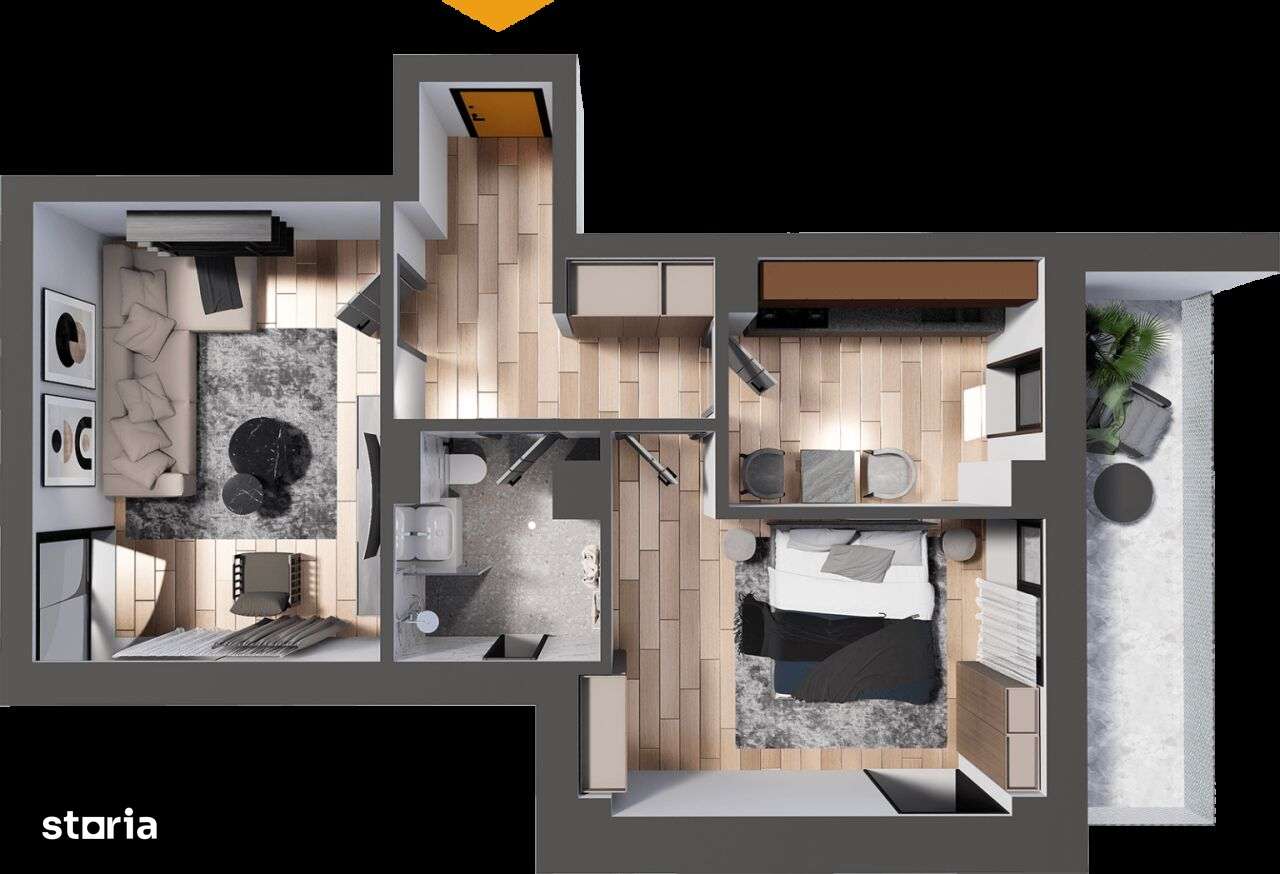 APARTAMENTUL FAMILIEI, 2 CAMERE DECOMANDAT DE 56 MP, BAIE CU GEAM,-3