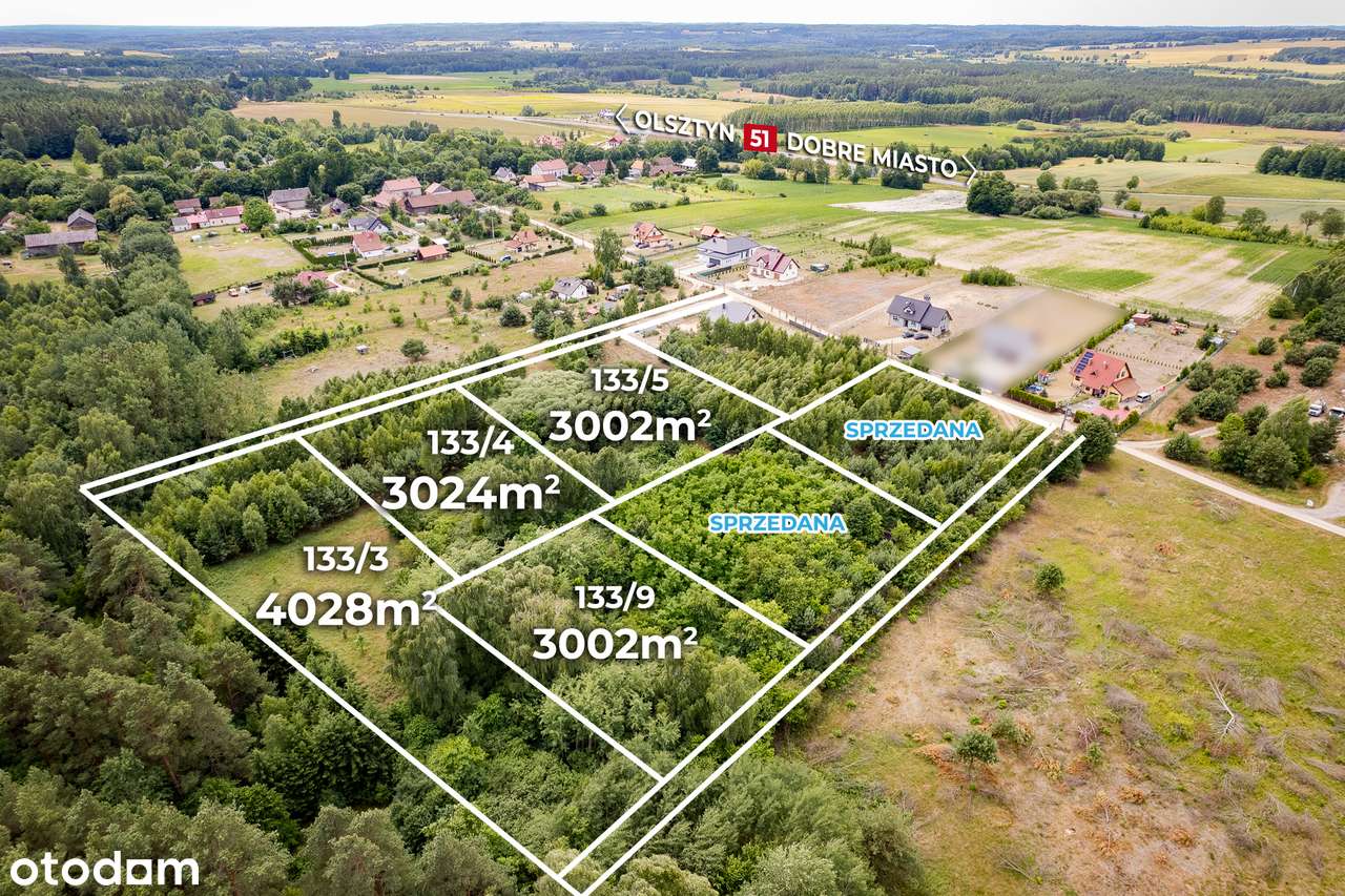 Działki budowlane 1.3 ha przy lesie Barcikowo Dobre Miasto-3