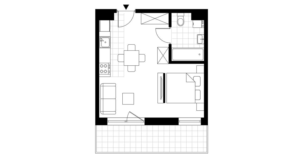 1-pokojowe mieszkanie 29m2 + balkon Bezpośrednio - Pełny obrazek: 3/8