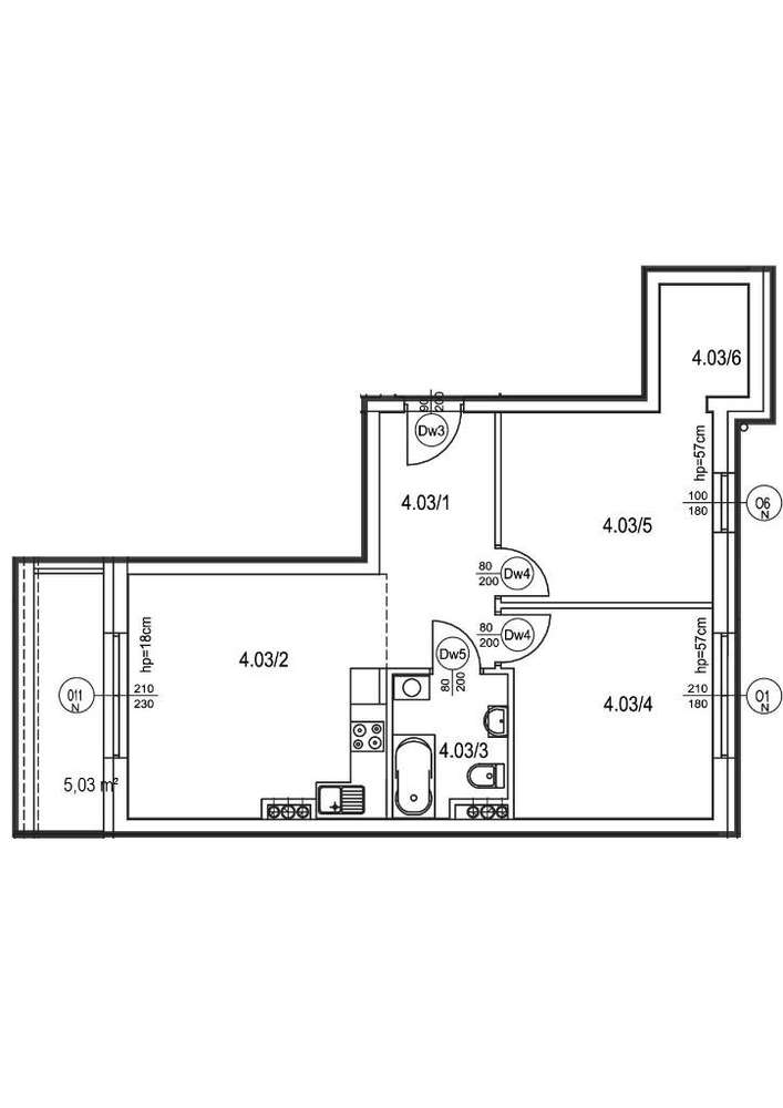 Nowoczesne mieszkanie - 56 m2, B1 4.03 - Pełny obrazek: 2/7
