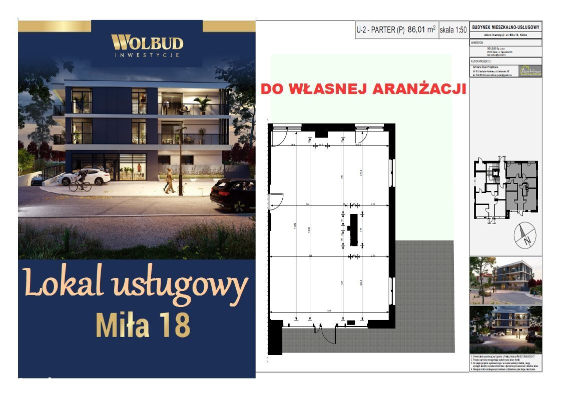 Kameralna Miła Kielce Lokal Usługowy 86,01m2