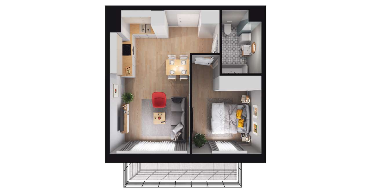 2-pokojowe mieszkanie 38m2 + balkon Bezpośrednio - Pełny obrazek: 2/8