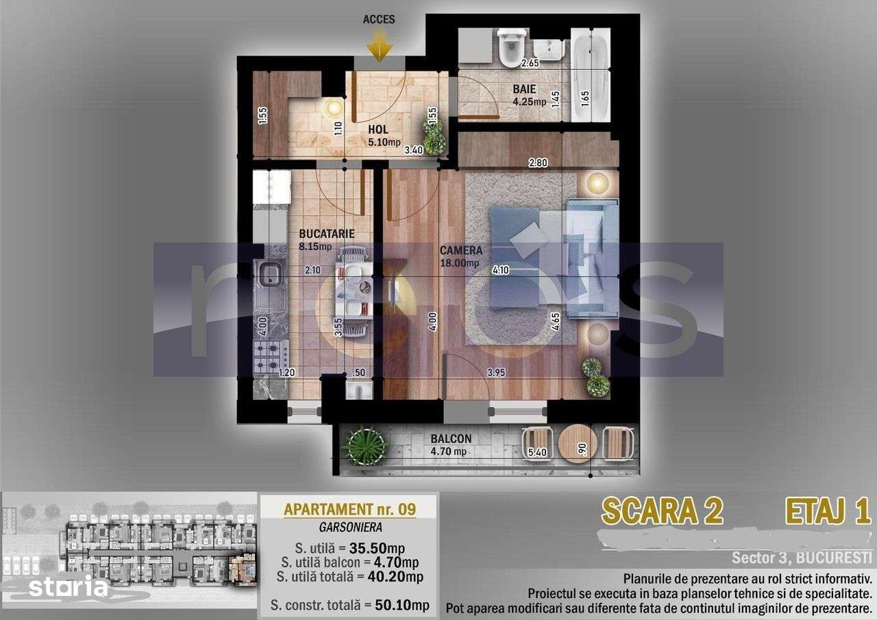 VANZARE GARSONIERA 40MP TITAN PALLADY - Imagine principală: 5/5