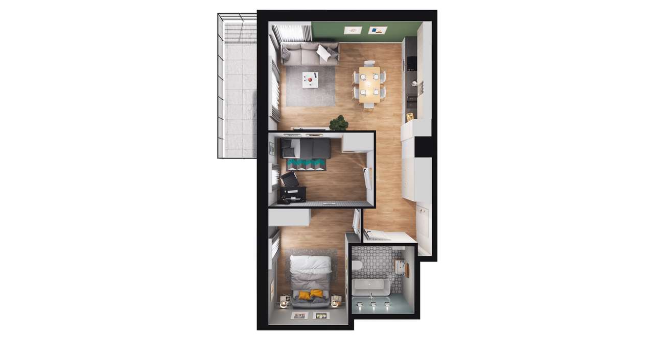 3-pokojowe mieszkanie 52m2 + balkon Bez Prowizji - Pełny obrazek: 2/8