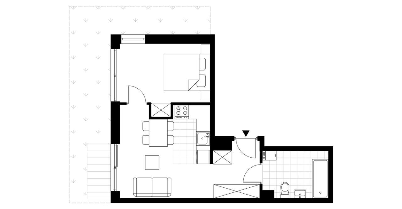 2-pokojowe mieszkanie 36m2 + ogródek - Pełny obrazek: 3/8