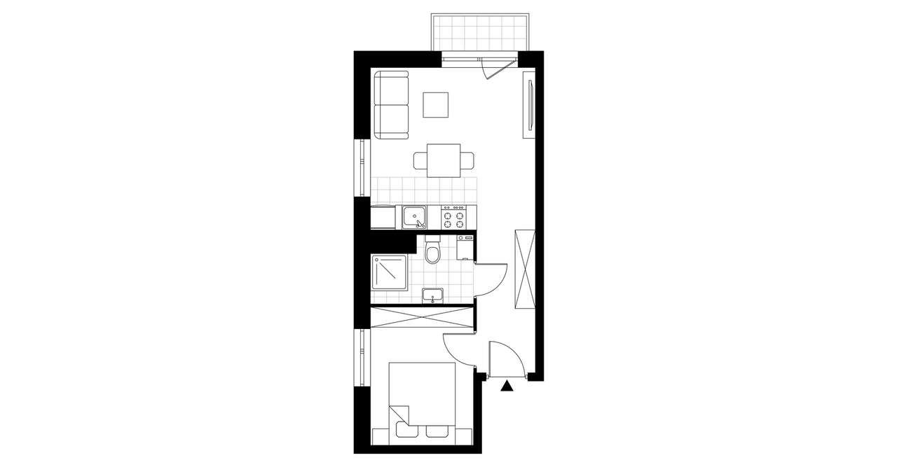 2-pokojowe mieszkanie 37m2 + balkon - Pełny obrazek: 4/9