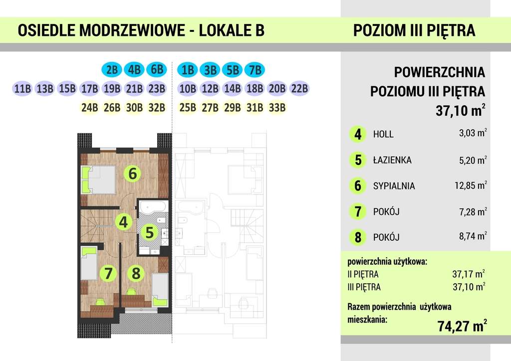 Dwupoziomowe mieszkanie z 3 sypialniami, II etap-15