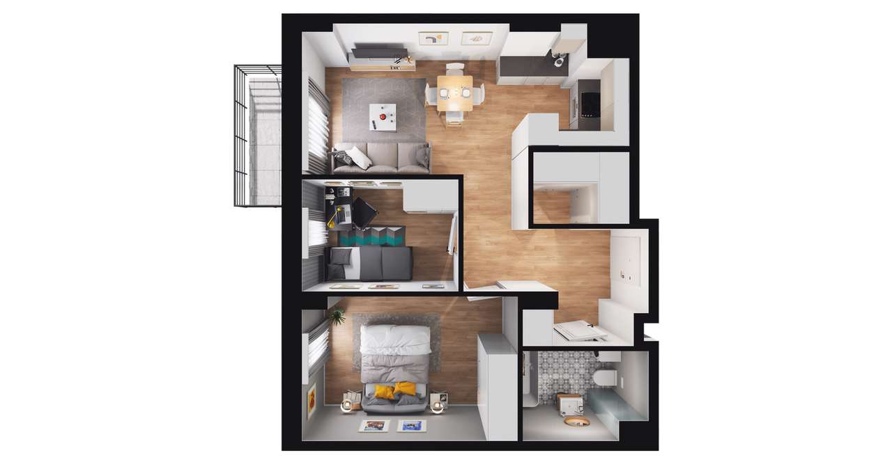 3-pokojowe mieszkanie 52m2 Bez Pośredników - Pełny obrazek: 2/8