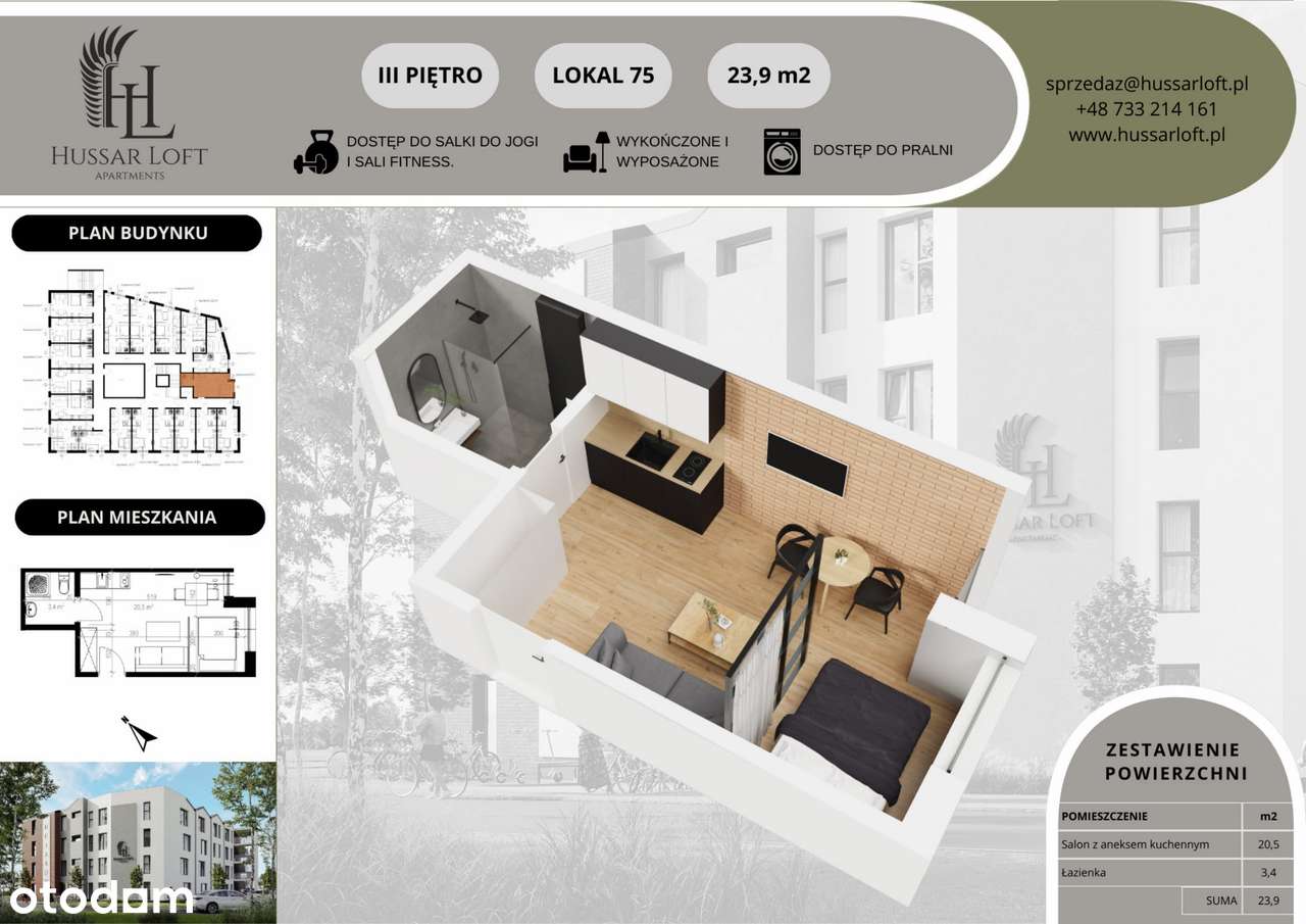 1-pokojowe mieszkanie 23m2 Bezpośrednio - Pełny obrazek: 2/5