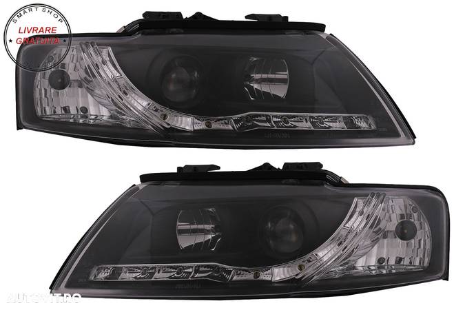 Faruri LED DRL Audi A4 Cabriolet B6 8H7 8HE (2002-2006) Negru- livrare gratuita - 1