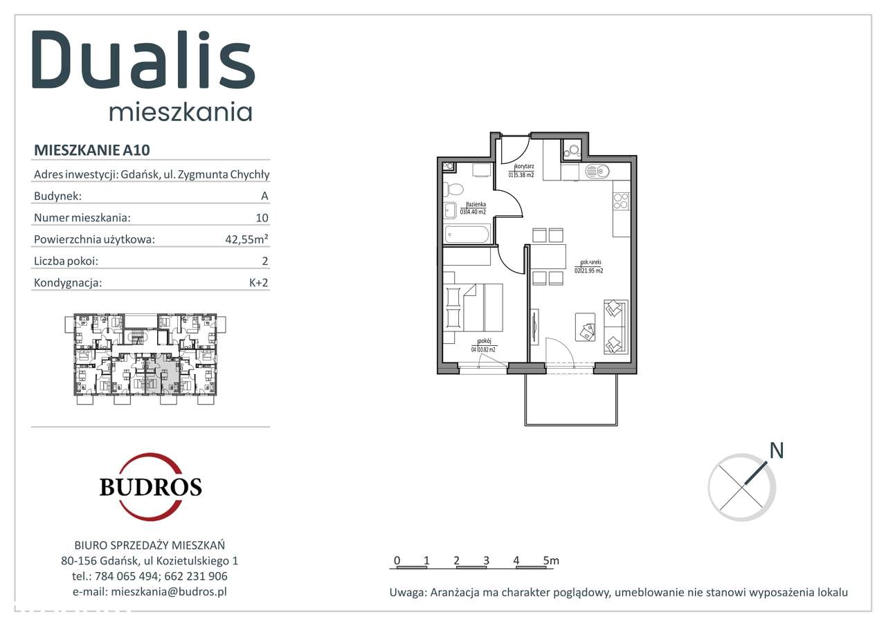Dualis, 2 pokoje z wykończonym balkonem, pomalowane ściany, A10 - Pełny obrazek: 2/7