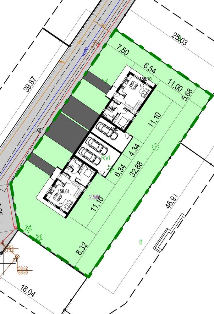 Działka budowlana z projektem bliźniaka i pozwoleniem na budowę