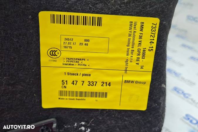 Mocheta portbagaj partea dreaptă 7337214 BMW Seria 4 F36 Euro 6 - 5