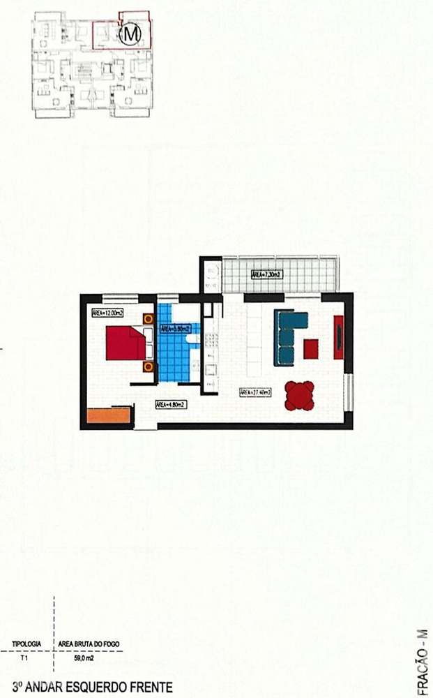 Apartamento T1 em Avanca de 61,00 m2 - Grande imagem: 4/4