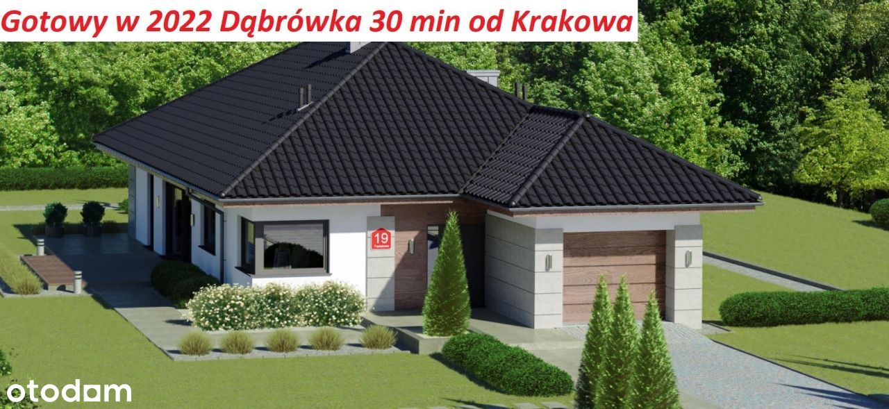 Parterowy dom Dąbrówka koło Bochni stan otwarty