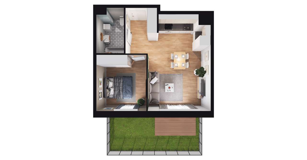 2-pokojowe mieszkanie 39m2 + ogródek Bezpośrednio - Pełny obrazek: 2/8