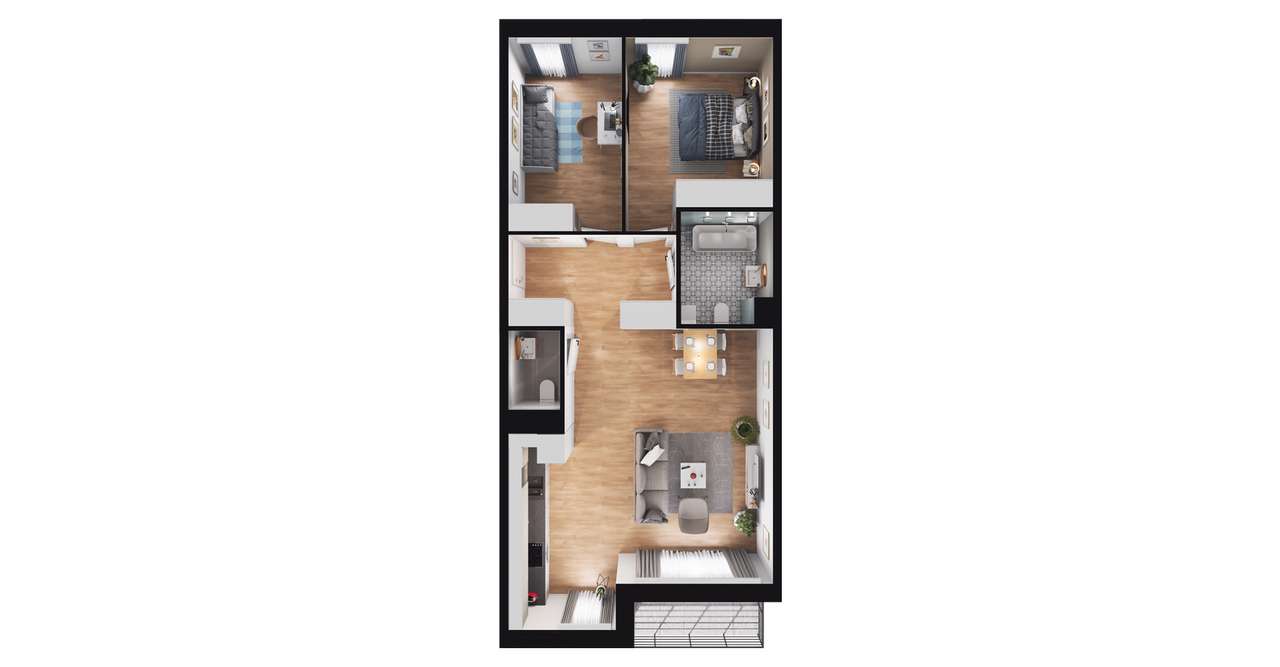 3-pokojowe mieszkanie 66m2 + balkon - Pełny obrazek: 2/8