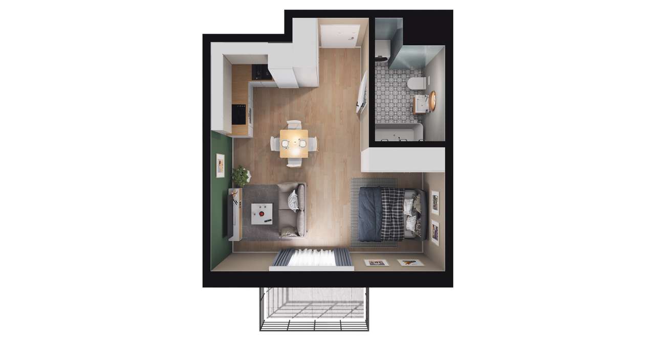 1-pokojowe mieszkanie 31m2 + balkon Bez Prowizji - Pełny obrazek: 2/8