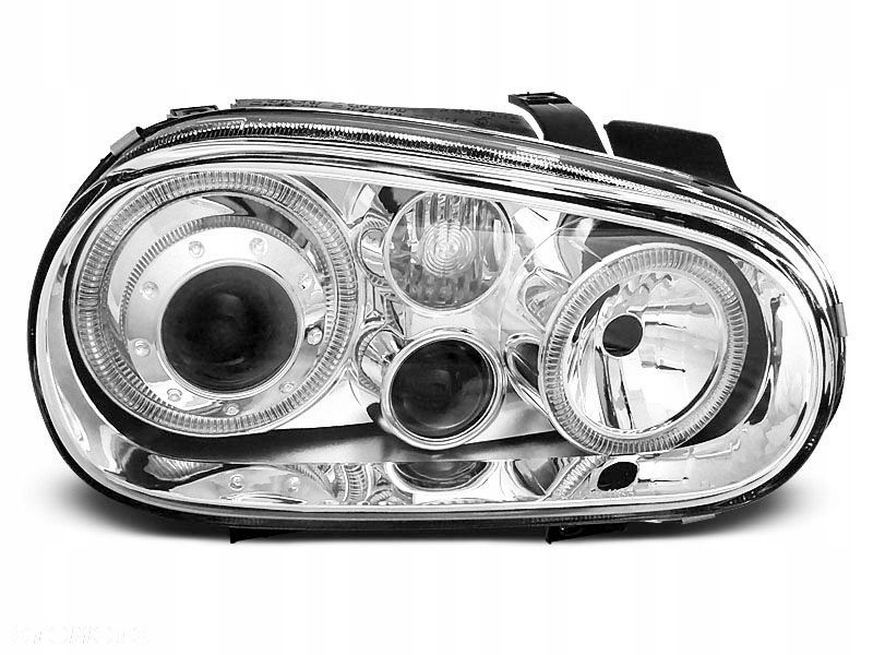 LAMPY VW GOLF IV 4 97-03 RINGI HALOGENY CHROM - 1