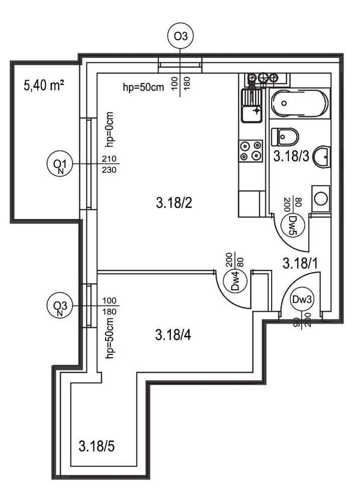 Nowoczesne mieszkanie - 35 m2, B1 3.18 - Pełny obrazek: 2/7