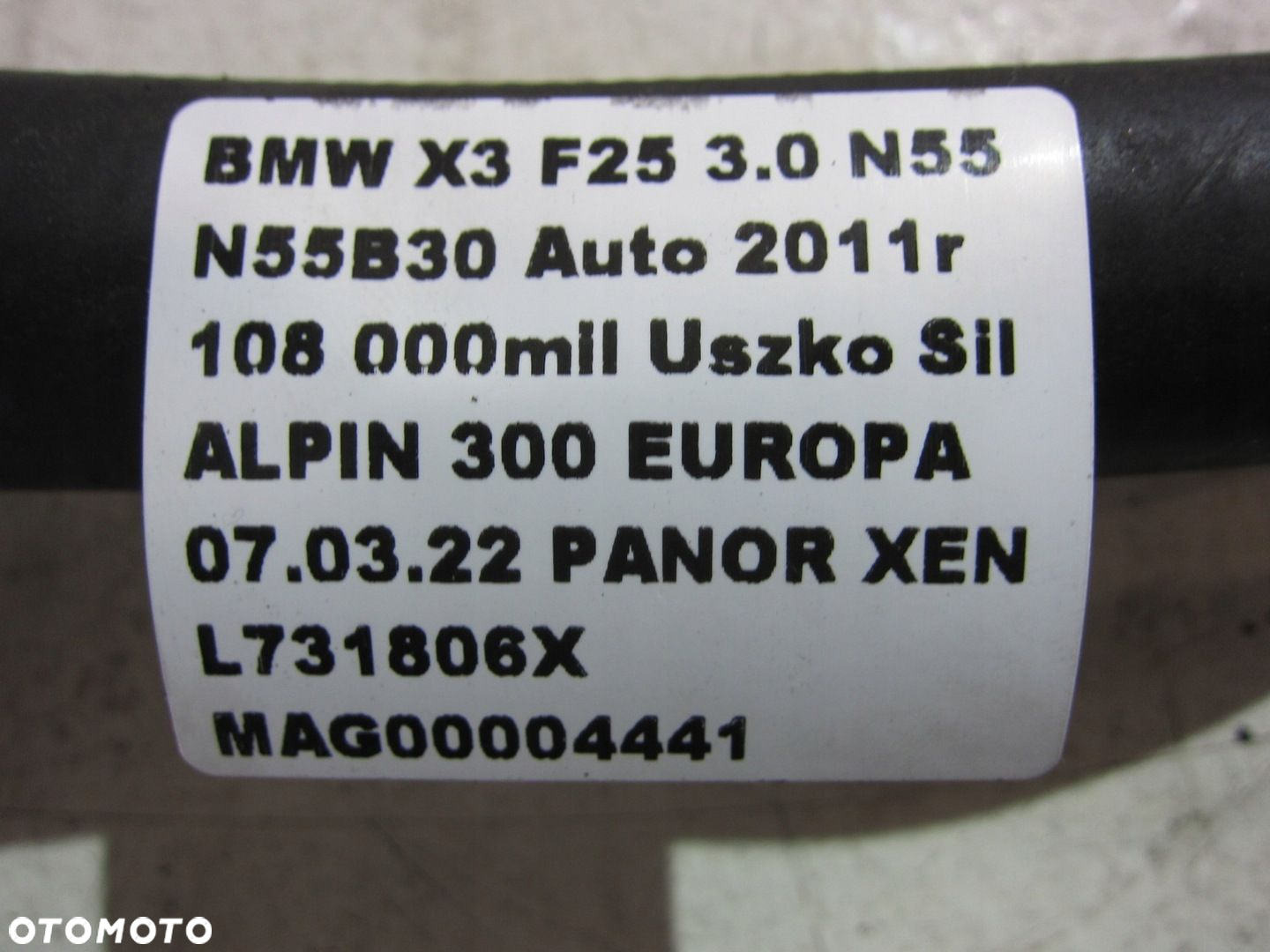 BMW X3 F25 N55 PRZEWÓD WODY CHŁODNICY WĄŻ 9193255 - 5