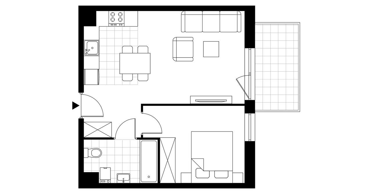 2-pokojowe mieszkanie 40m2 + balkon - Pełny obrazek: 4/9
