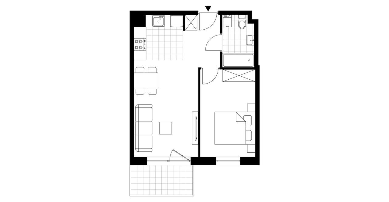 2-pokojowe mieszkanie 40m2 + balkon - Pełny obrazek: 3/8