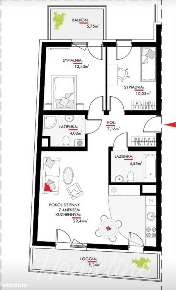 Atal towers centrum/3 pokoje/2 łazienki-10