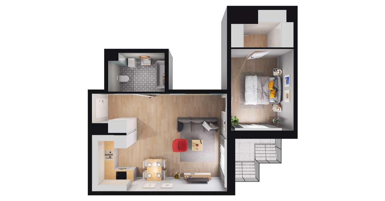 2-pokojowe mieszkanie 51m2 + balkon Bez Prowizji - Pełny obrazek: 2/8