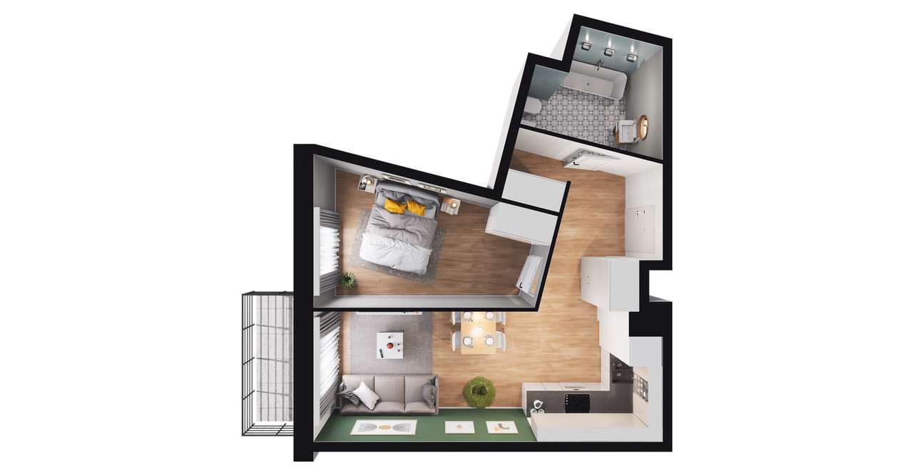 2-pokojowe mieszkanie 41m2 + balkon Bez Prowizji - Pełny obrazek: 2/8