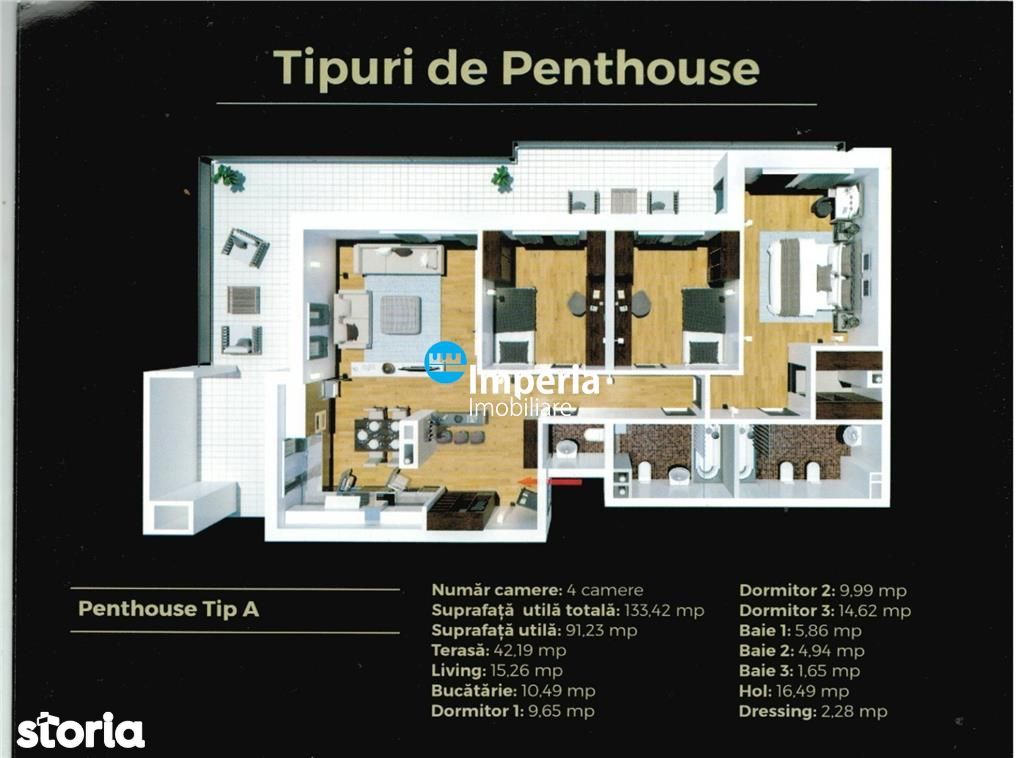 Apartament 4 camere tip penthouse, Tatarasi, bloc nou, comision zero!