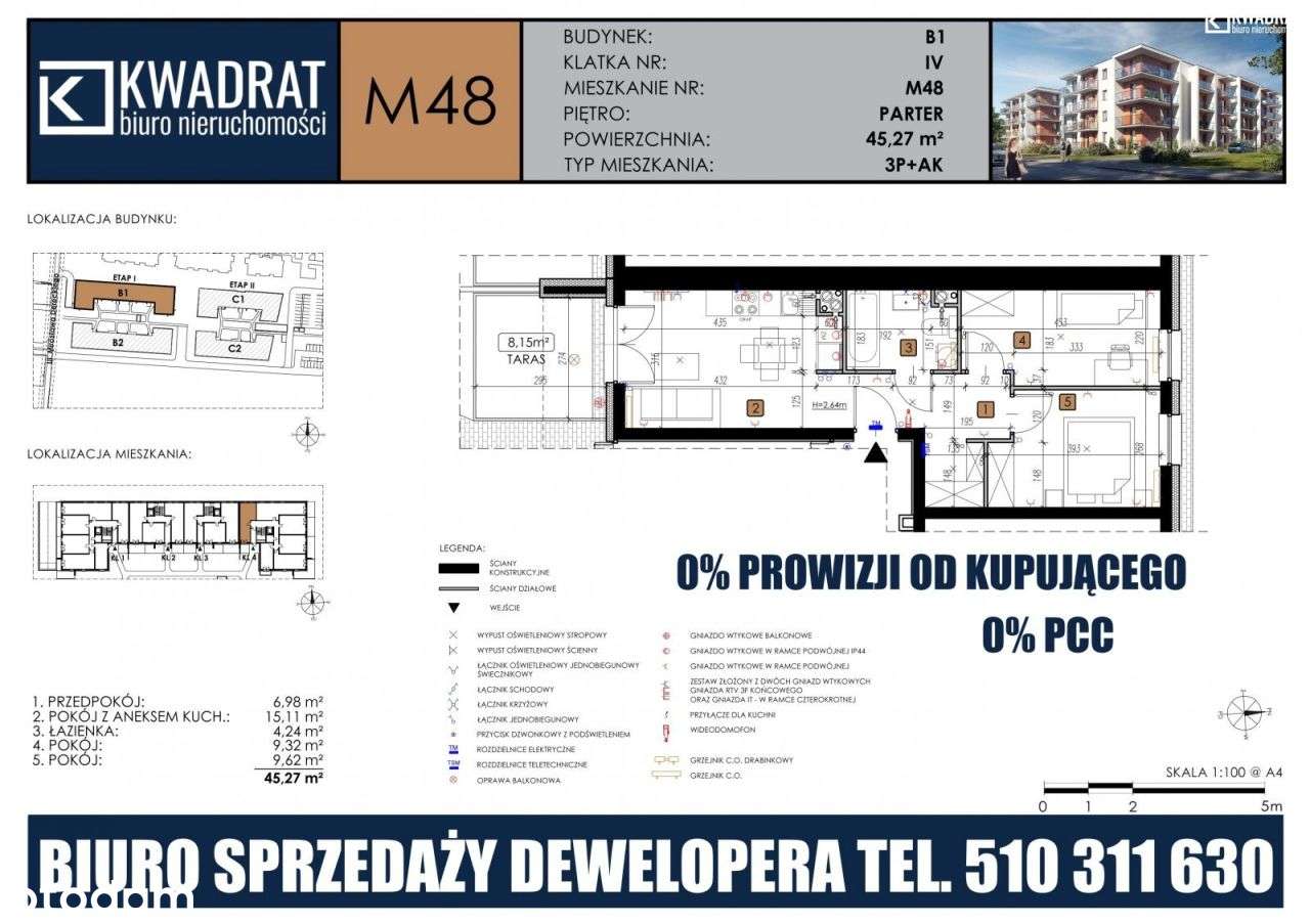 3 pokoje / 45,15m2 / Czechów - Pełny obrazek: 2/5