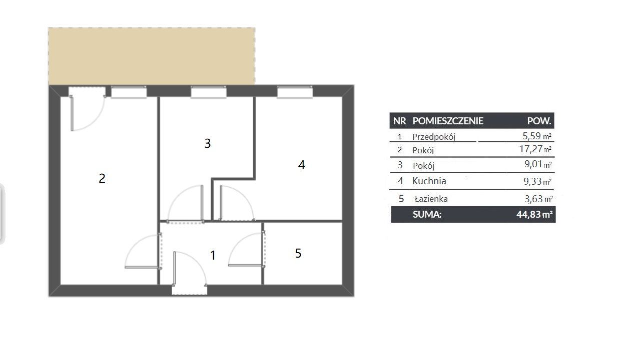 Mieszkanie B7M2 - 44,83 m2