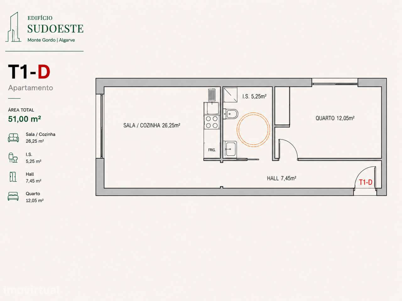 Apartamento T1-D | Edifício Sudoeste | Monte Gordo-1