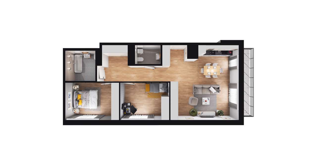 3-pokojowe mieszkanie 72m2 + loggia Bez Prowizji - Pełny obrazek: 2/8