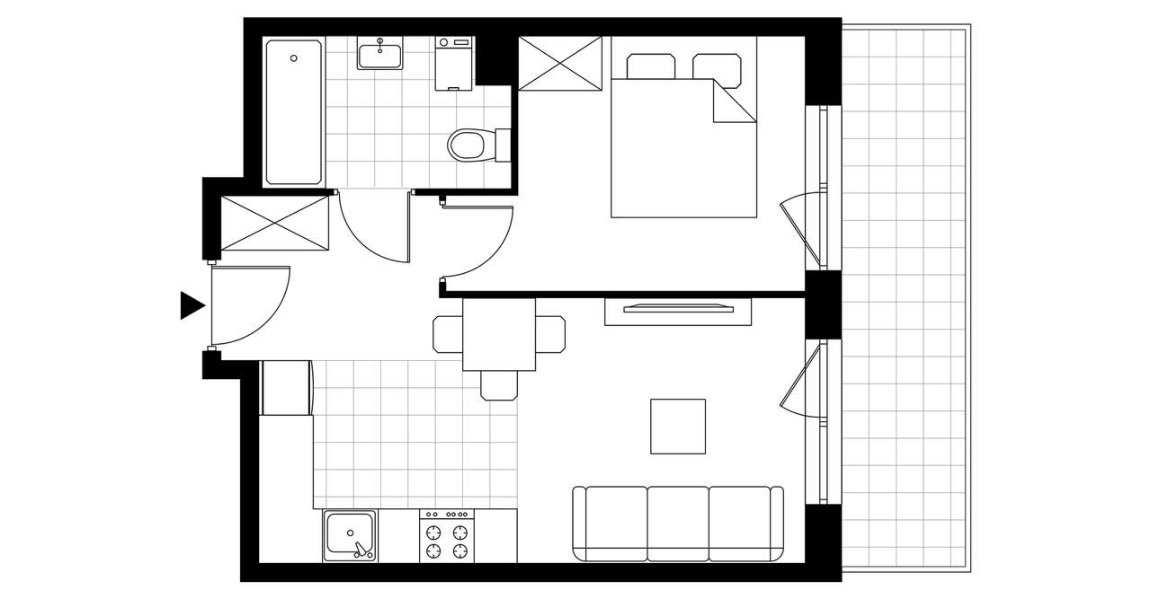 2-pokojowe mieszkanie 34m2 + loggia Bezpośrednio - Pełny obrazek: 4/9