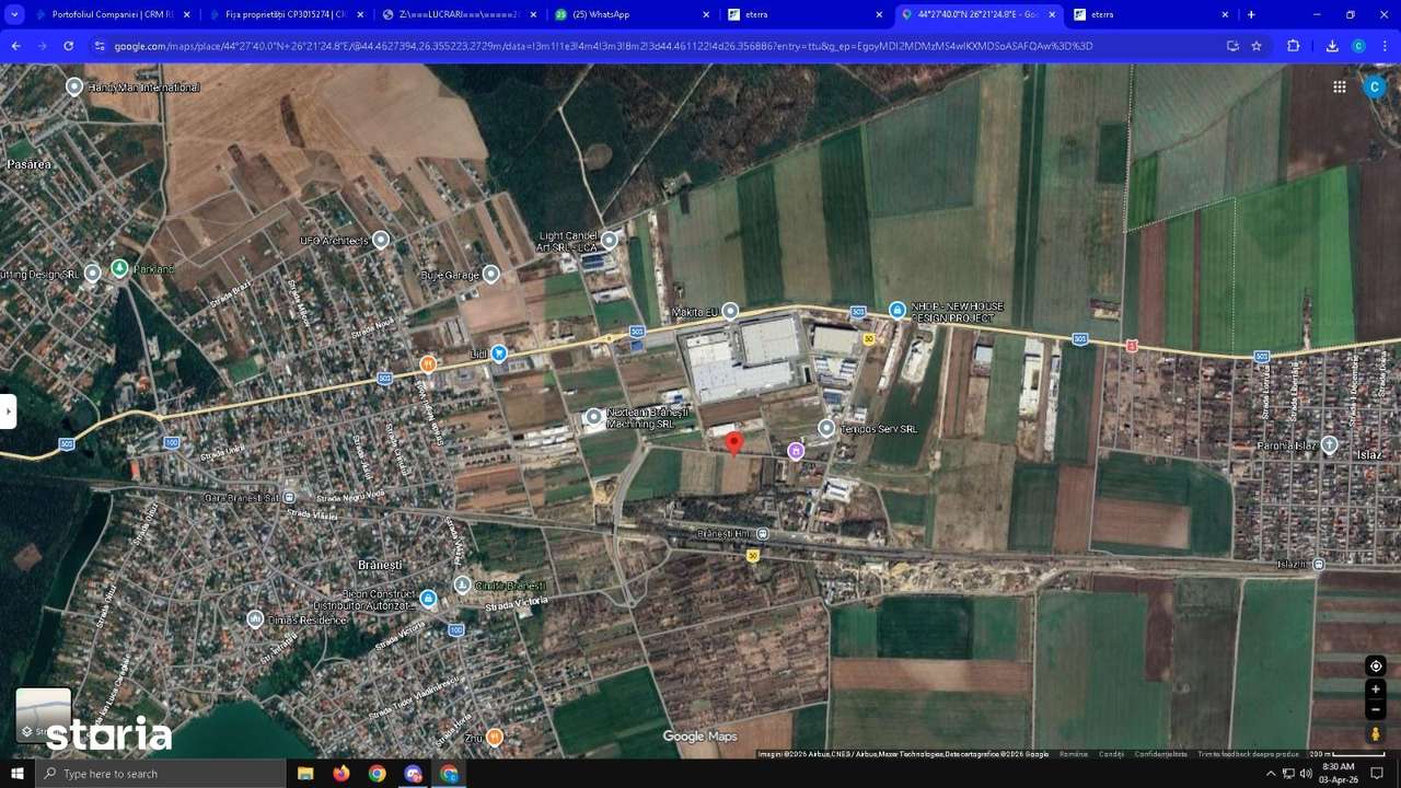 Teren industrial 23.239 mp, 150 m deschidere – Str. Lavandei, Brănești-1